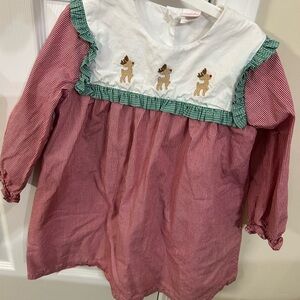 Stitchy Fish Guide my Sleigh Embroidered Dress In Red Gingham Print